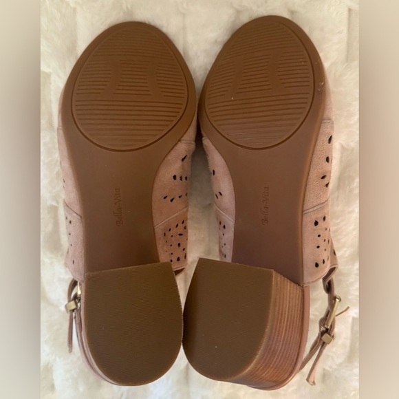 Bella Vita Fonda Sandals Pink Suede Perforated Slingback Block Heel Size 9M NWOB - Picture 7 of 8